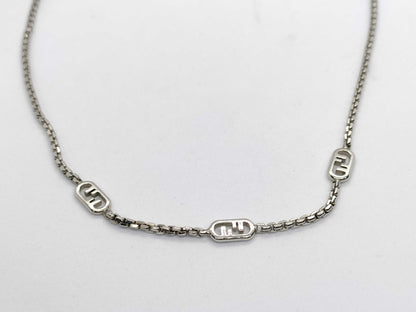 FENDI FF logo silver GP necklace accessory necklace