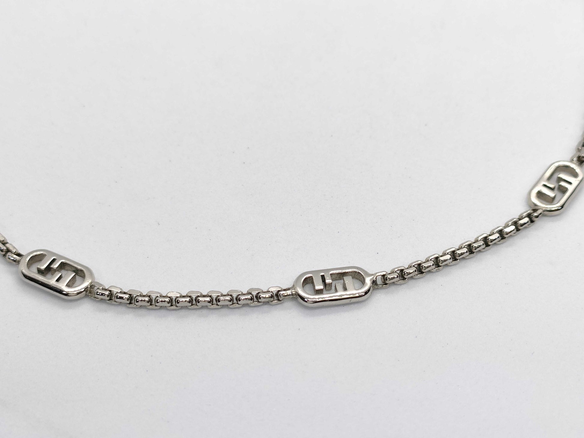 FENDI FF logo silver GP necklace accessory necklace