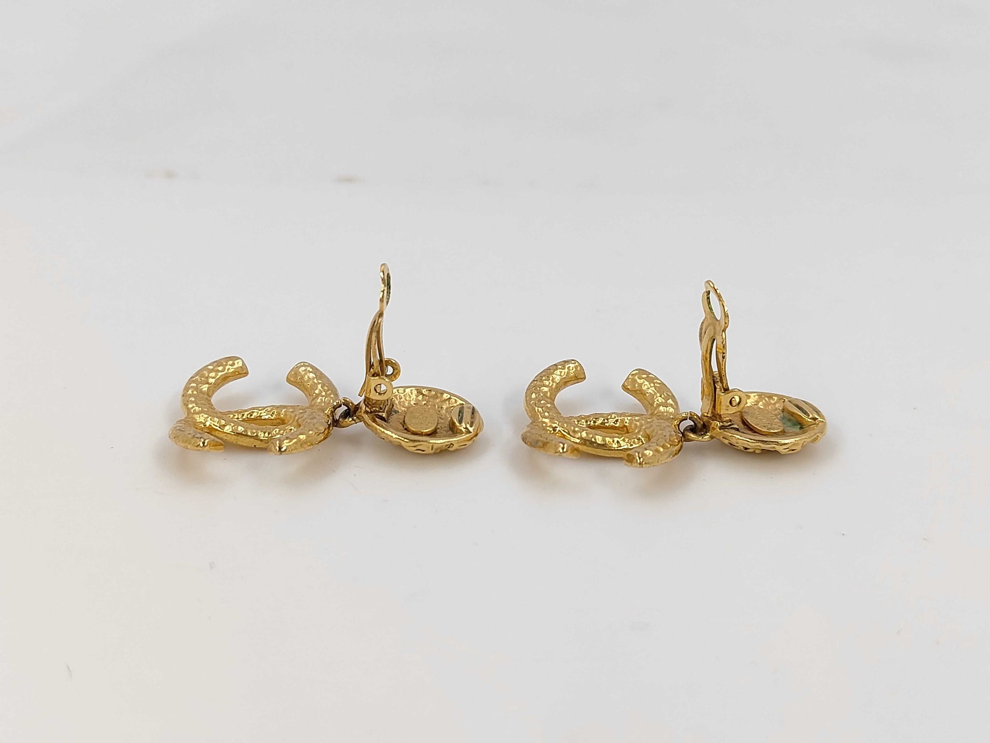 CHANEL 95A Coco Mark Gold GP Earrings Vintage Accessories Earrings
