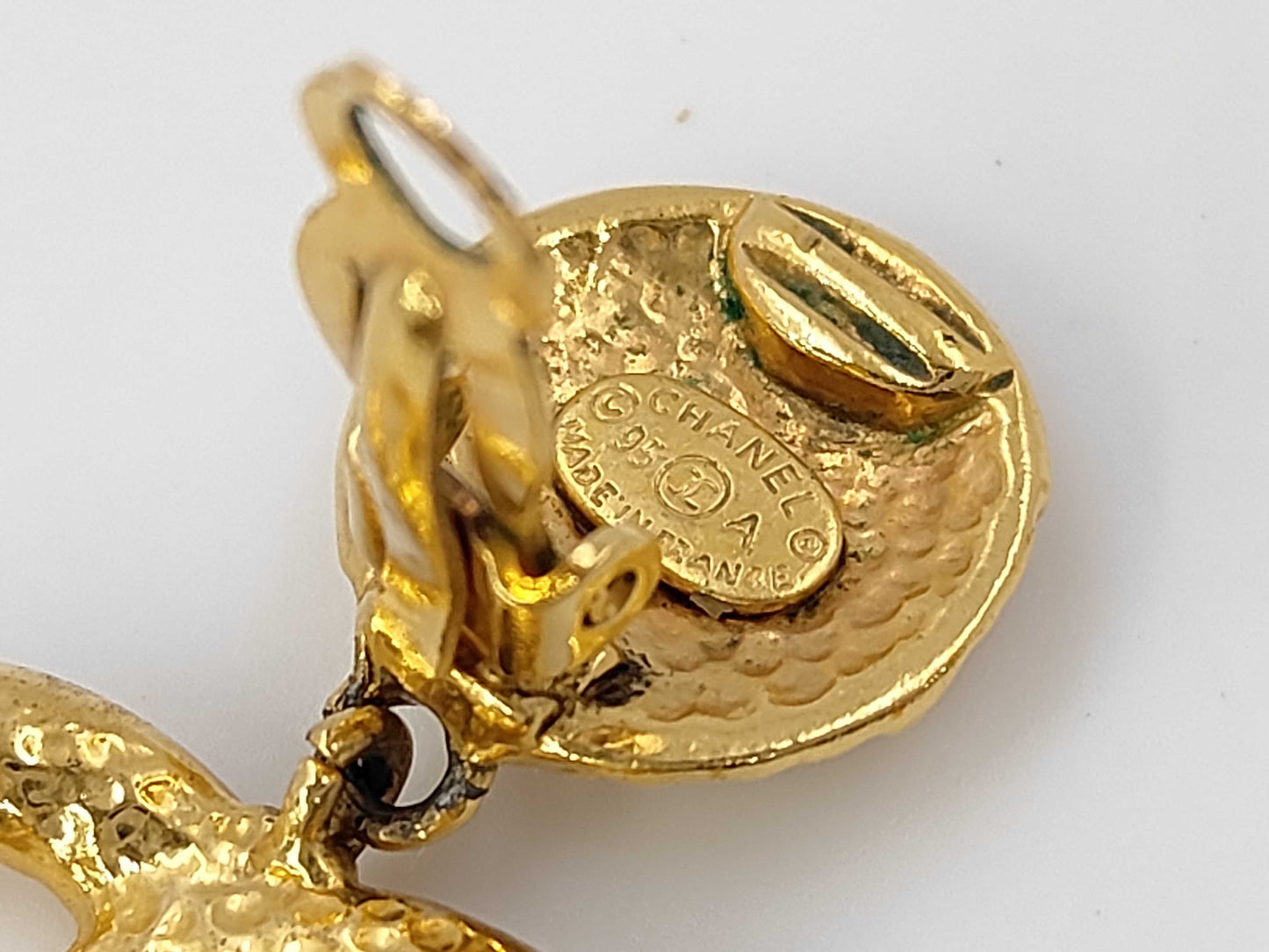 CHANEL 95A Coco Mark Gold GP Earrings Vintage Accessories Earrings