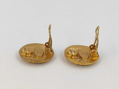 CHANEL 2820 Coco Mark Gold GP Earrings Vintage Accessories Earrings