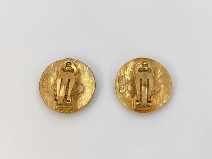 CHANEL 2820 Coco Mark Gold GP Earrings Vintage Accessories Earrings