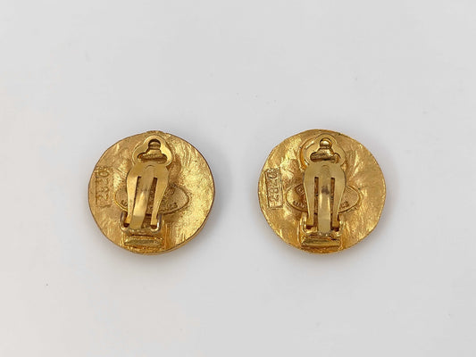 CHANEL 2820 Coco Mark Gold GP Earrings Vintage Accessories Earrings