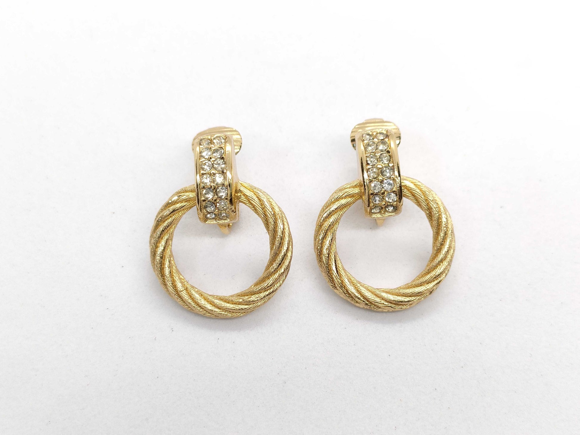 Dior Christian Dior CHRISTIAN DIOR Gold Rhinestone Earrings Accessories Earrings