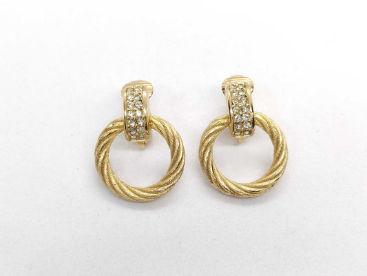 Dior Christian Dior CHRISTIAN DIOR Gold Rhinestone Earrings Accessories Earrings
