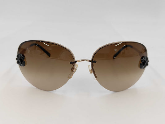  CHANEL CHANEL 4134 Camellia Black Gold GP Sunglasses Eyeglasses Sunglasses Eyeglasses