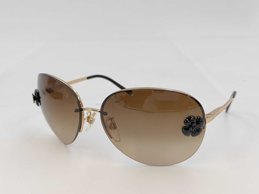  CHANEL CHANEL 4134 Camellia Black Gold GP Sunglasses Eyeglasses Sunglasses Eyeglasses