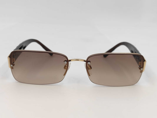  CHANEL CHANEL 4130-B Coco Mark Gold Rhinestone Brown Sunglasses Eyeglasses Sunglasses Eyeglasses