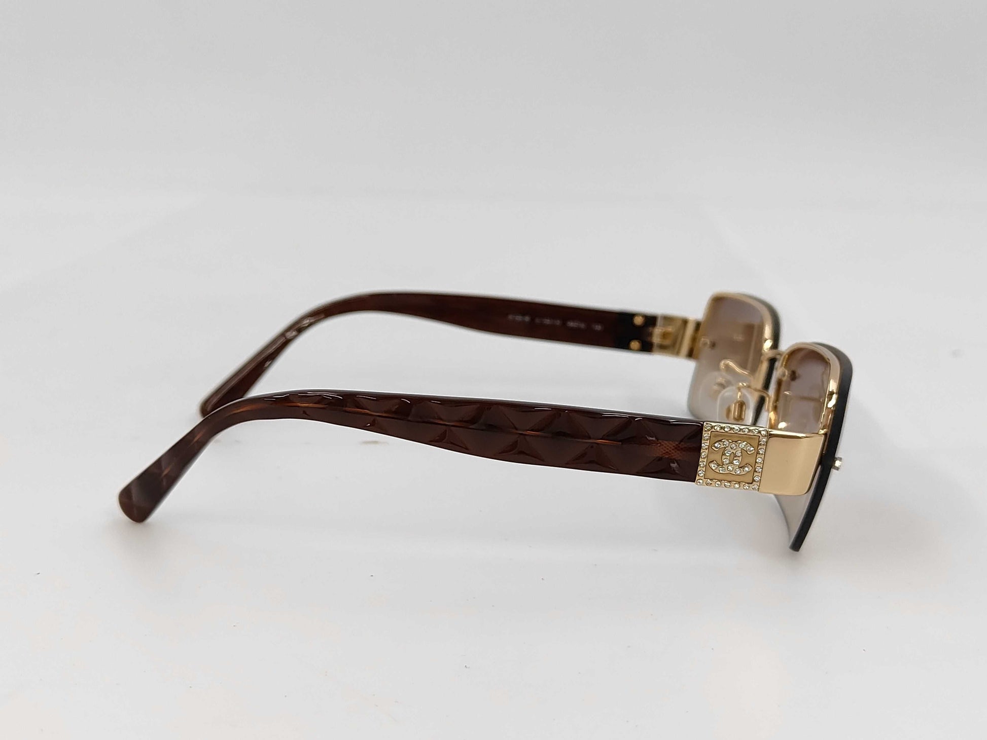  CHANEL CHANEL 4130-B Coco Mark Gold Rhinestone Brown Sunglasses Eyeglasses Sunglasses Eyeglasses