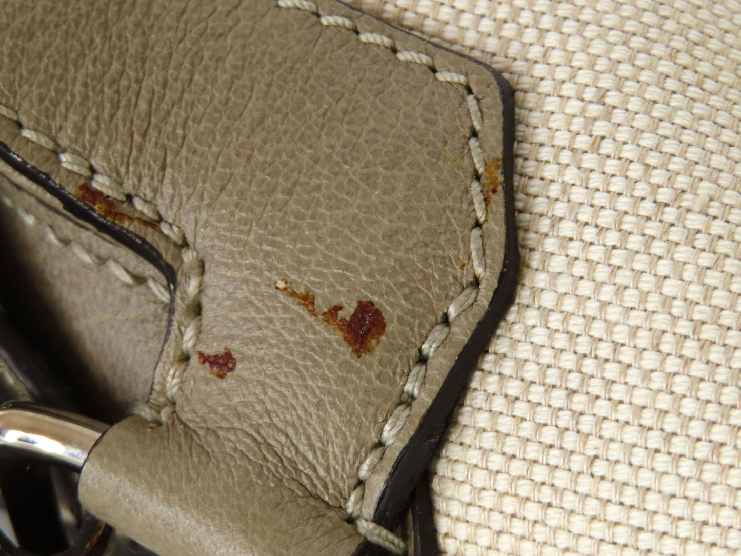 Cartier Marcello Canvas and Leather Greige Handbag, 2-Way, Hand/Shoulder Bag