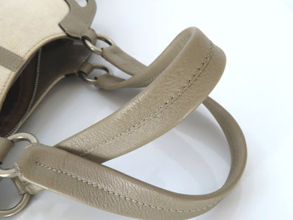 Cartier Marcello Canvas and Leather Greige Handbag, 2-Way, Hand/Shoulder Bag