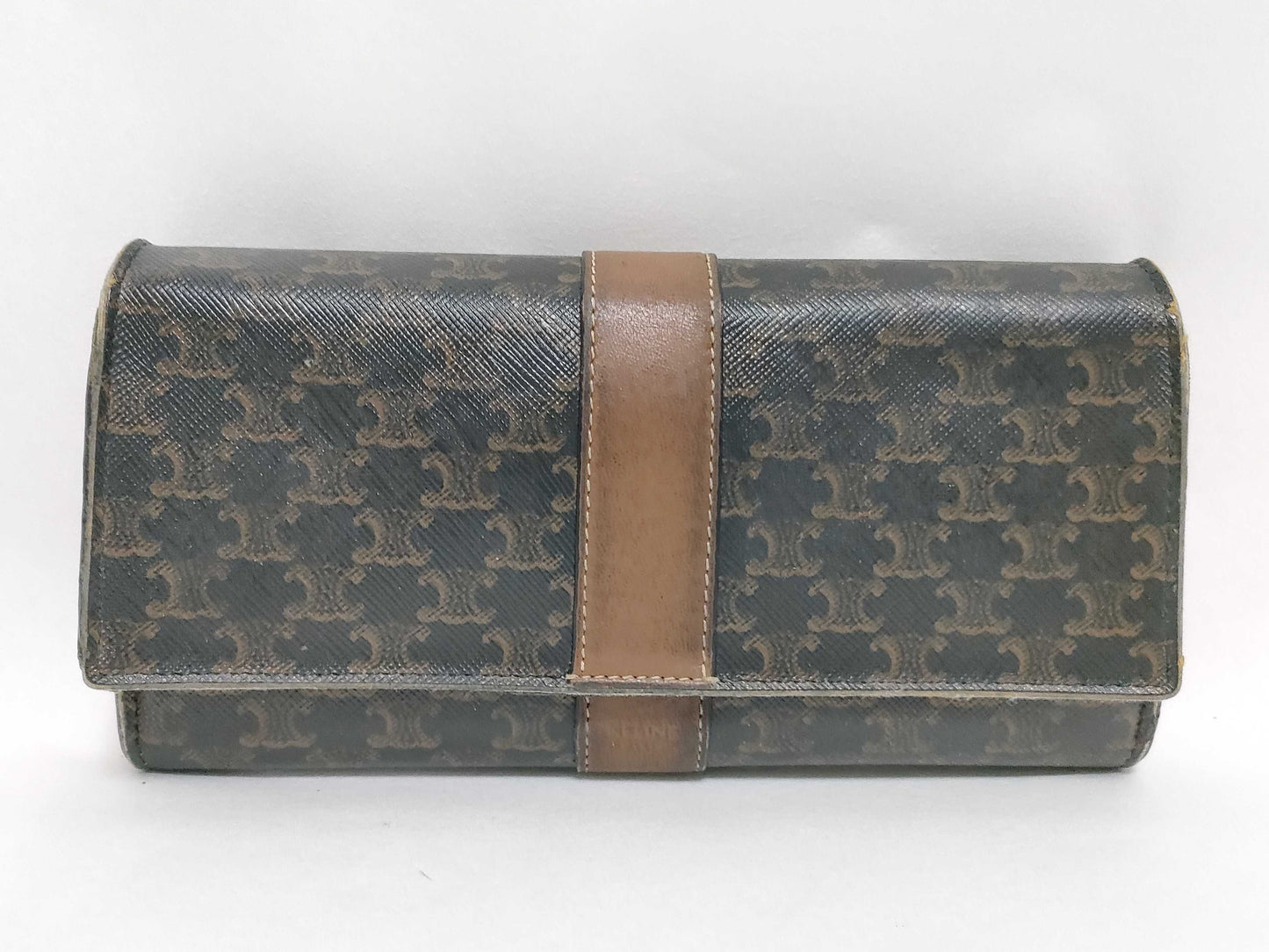 CELINE Macadam Brown PVC and Leather Long Wallet