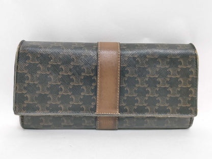 CELINE Macadam Brown PVC and Leather Long Wallet