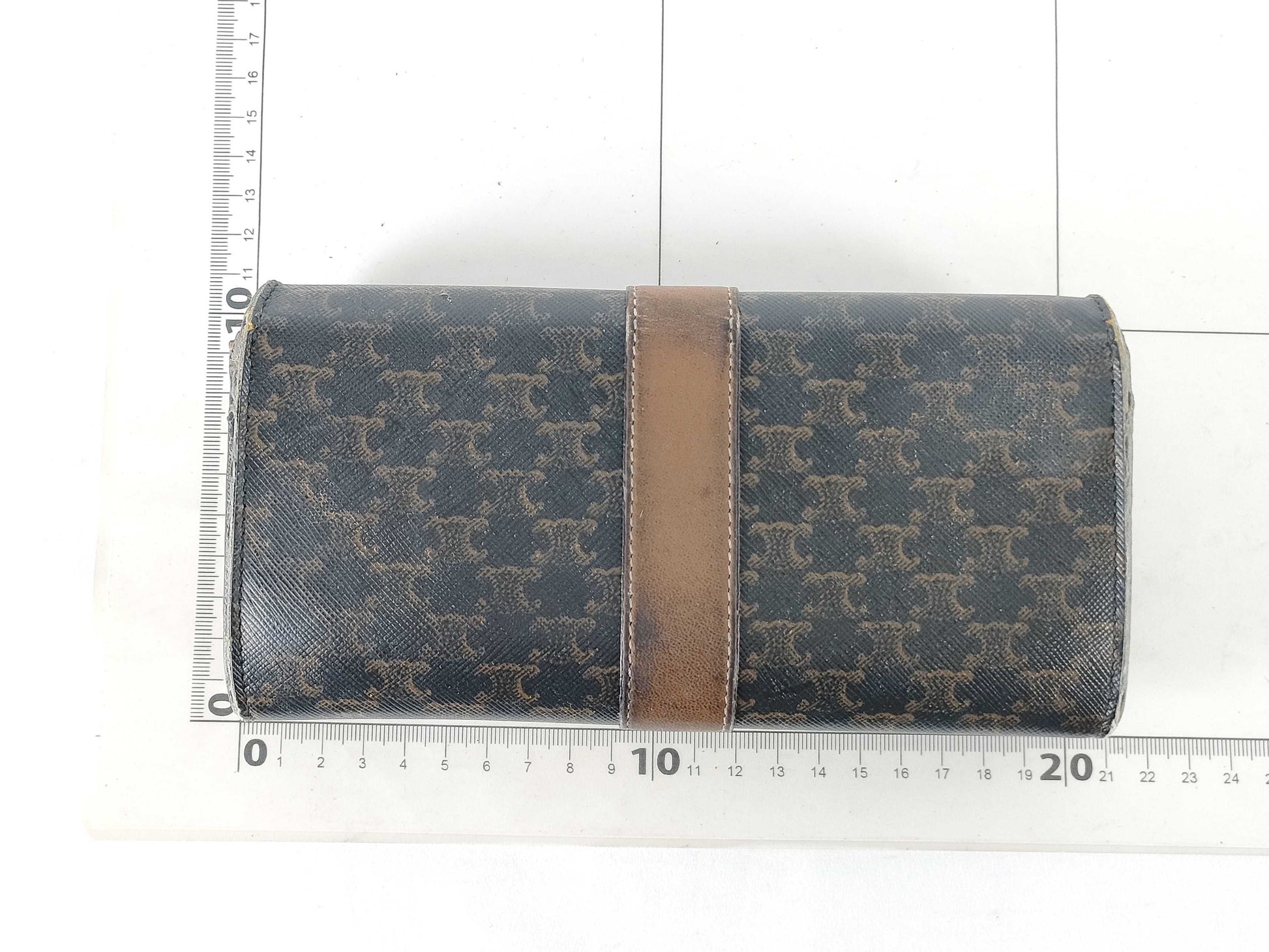 CELINE Macadam Brown PVC and Leather Long Wallet