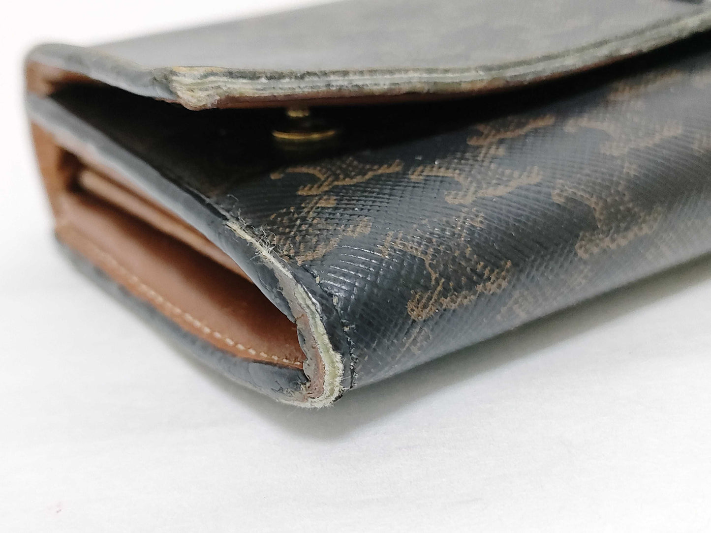 CELINE Macadam Brown PVC and Leather Long Wallet