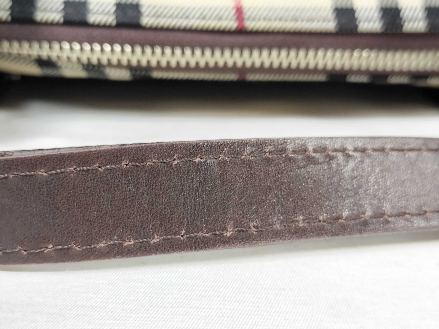 BURBERRY Nova Check Mini Boston Leather Handbag