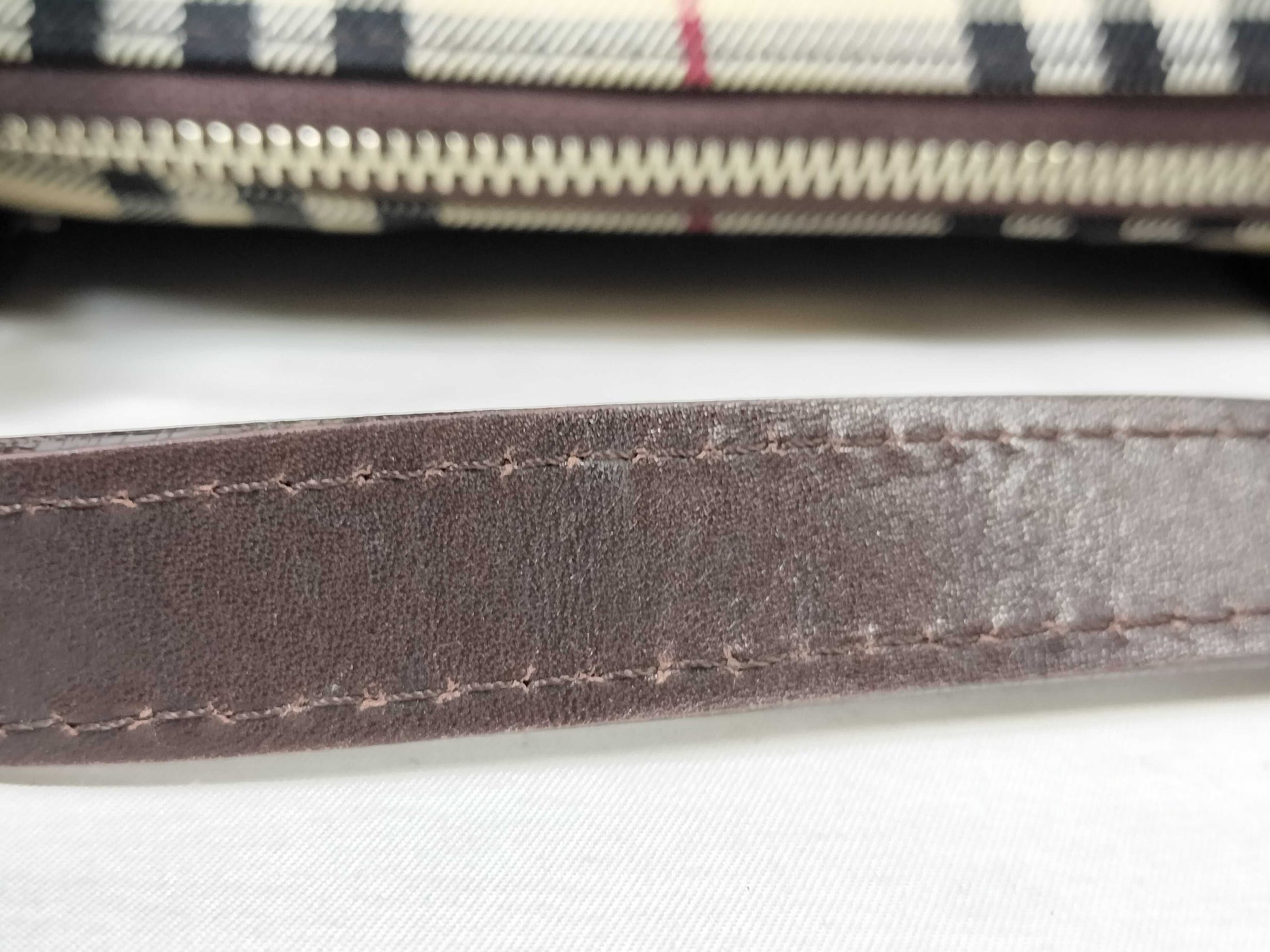 BURBERRY Nova Check Mini Boston Leather Handbag