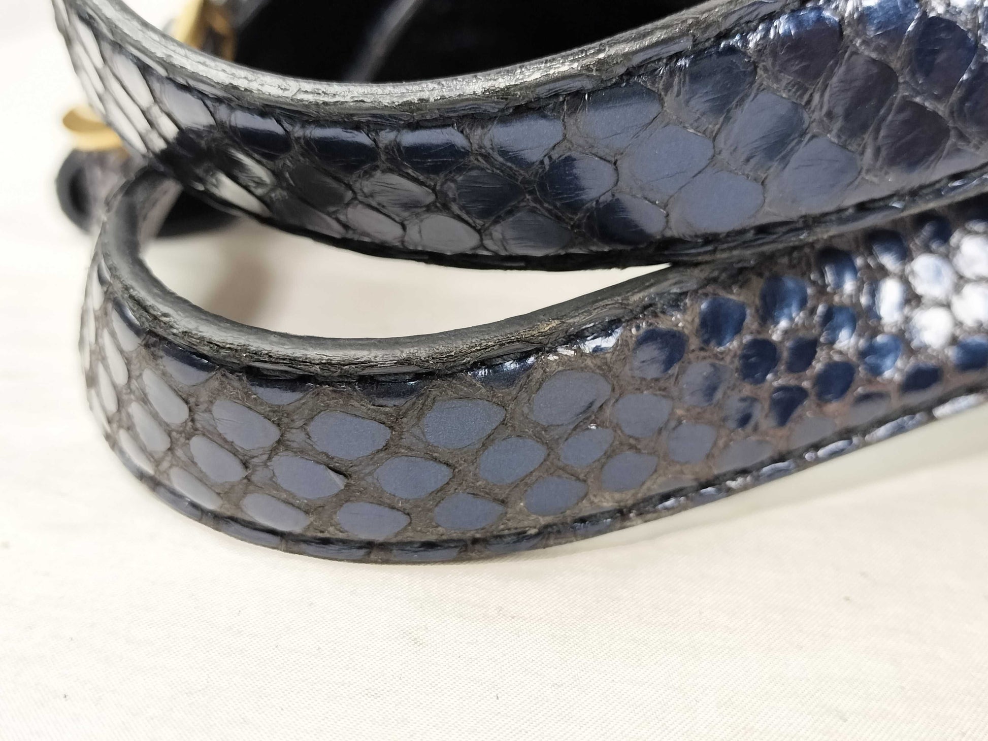 GUCCI GUCCI Gucci Stirrup Python Tote Bag Handbag Horsebit Navy Tote Bag