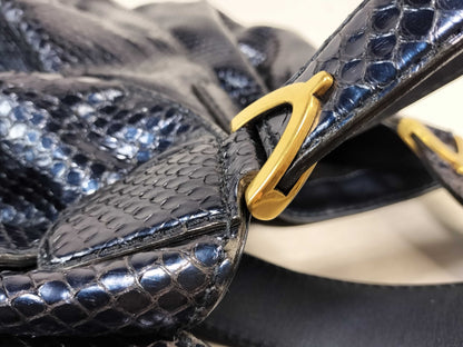 GUCCI GUCCI Gucci Stirrup Python Tote Bag Handbag Horsebit Navy Tote Bag