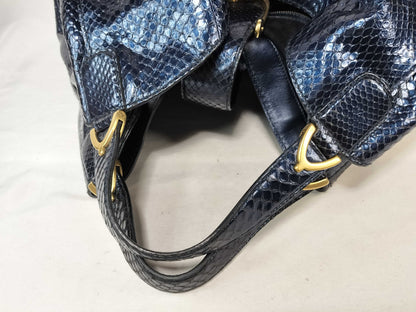 GUCCI GUCCI Gucci Stirrup Python Tote Bag Handbag Horsebit Navy Tote Bag