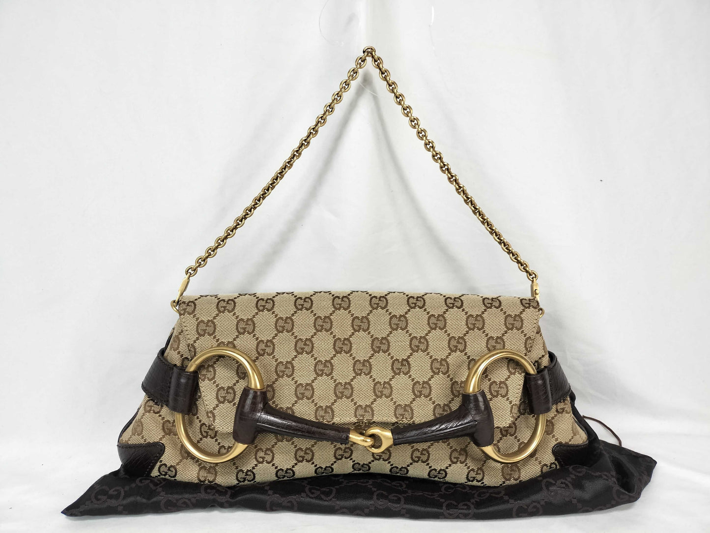 GUCCI GG Canvas GUCCI Horsebit Shoulder Bag Chain GG Canvas Shoulder Bag