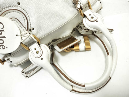 Chloe Paddington Bag Cadena White Handbag