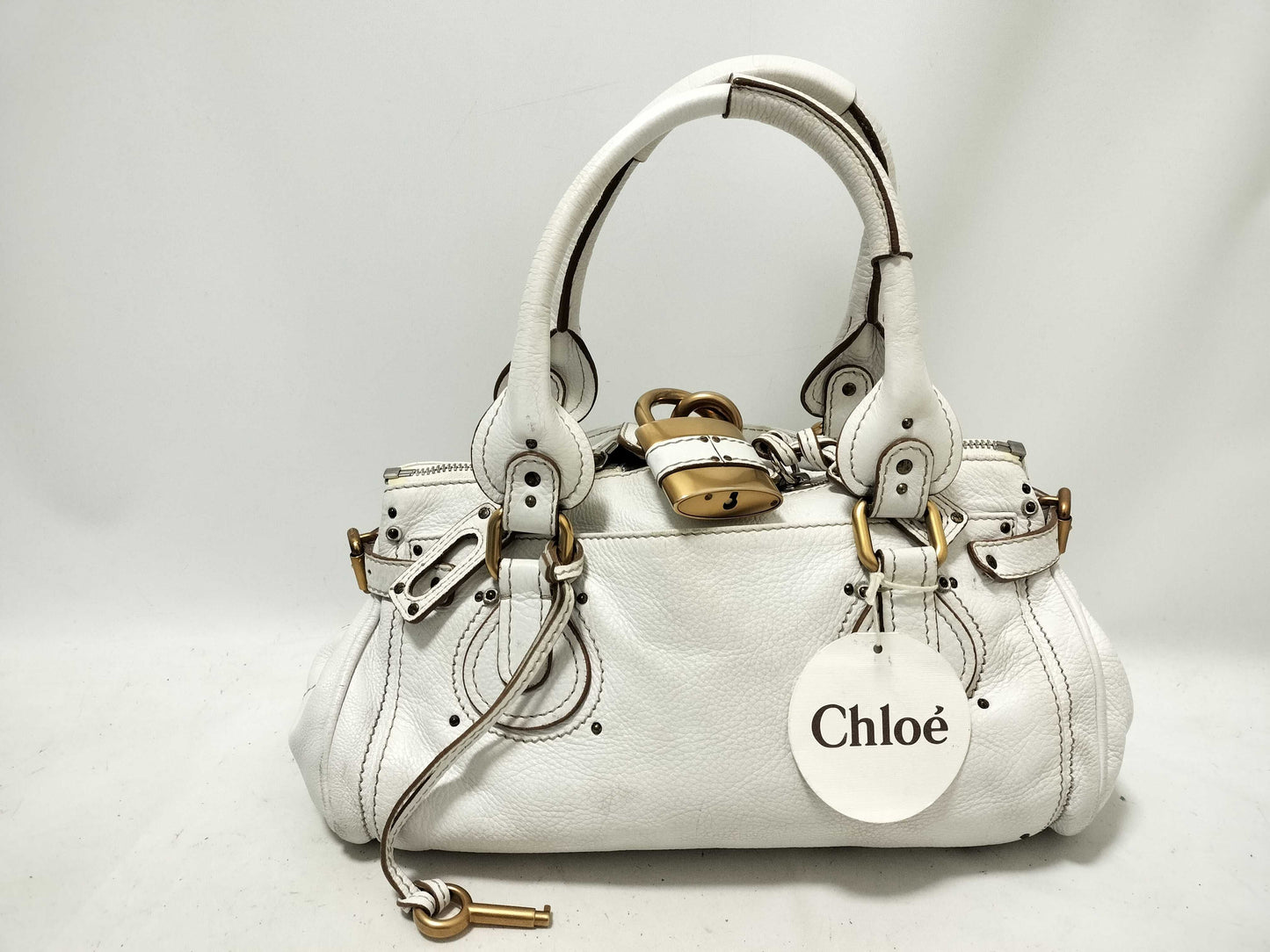 Chloe Paddington Bag Cadena White Handbag