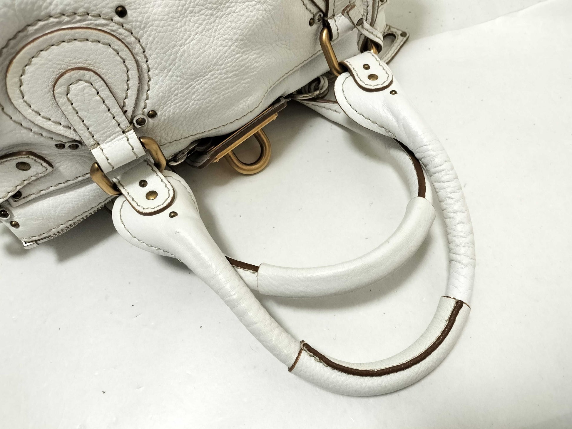 Chloe Paddington Bag Cadena White Handbag