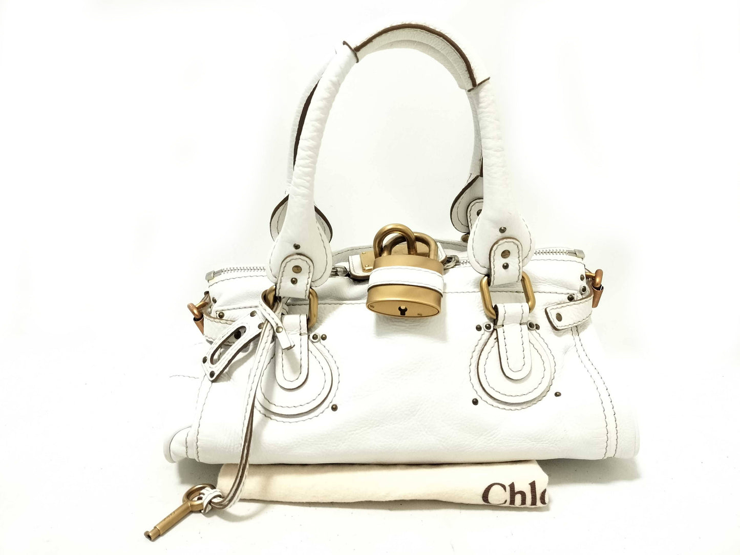 Chloe Paddington Bag Cadena White Handbag