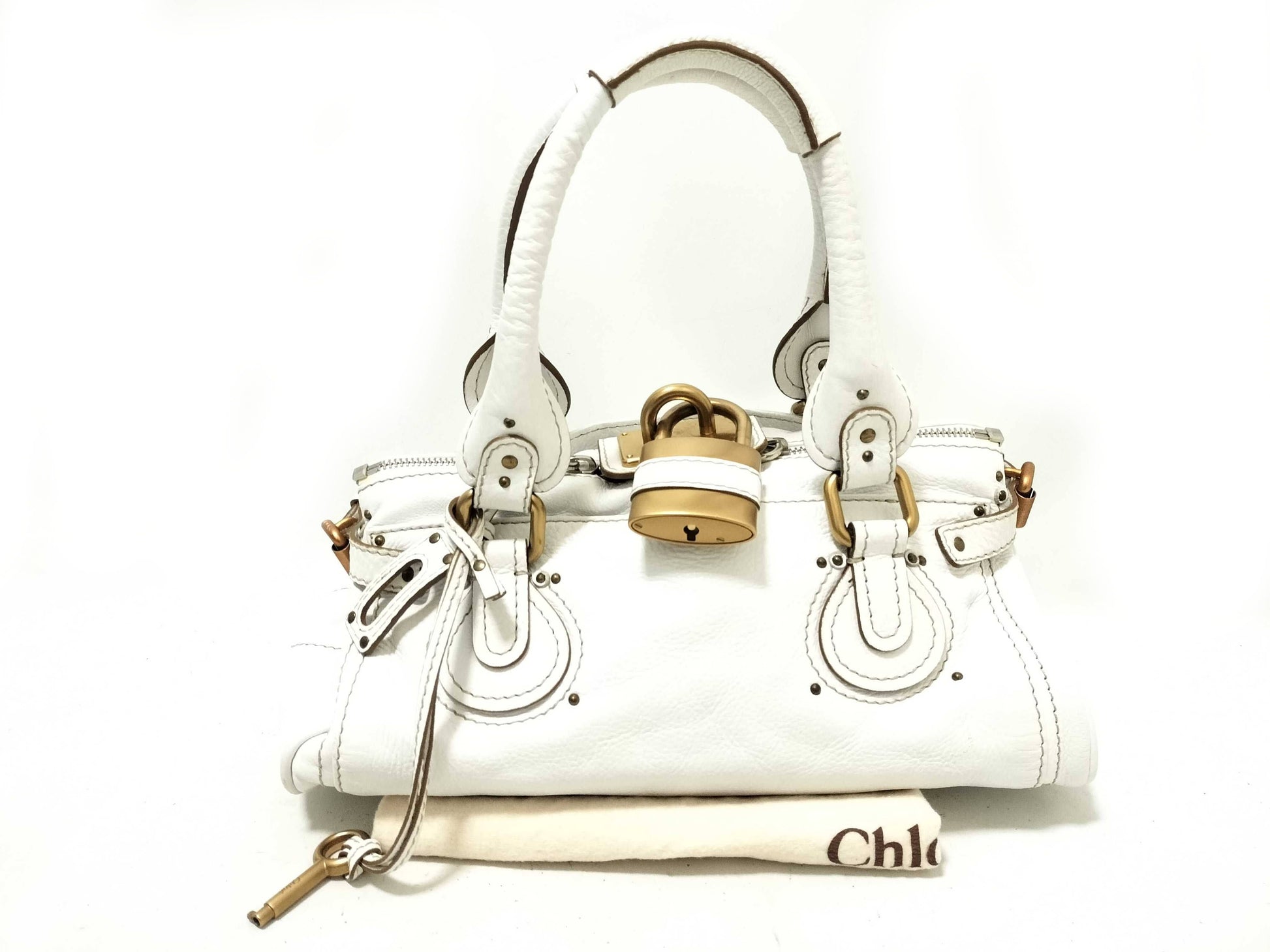 Chloe Paddington Bag Cadena White Handbag
