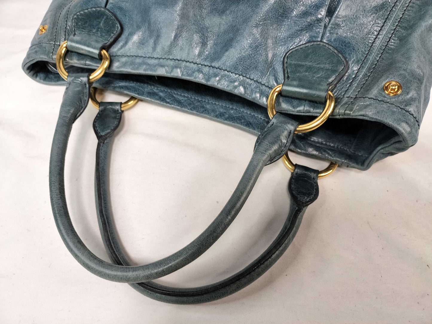 Miu Miu Miu Miu Leather Handbag Navy Tote Bag