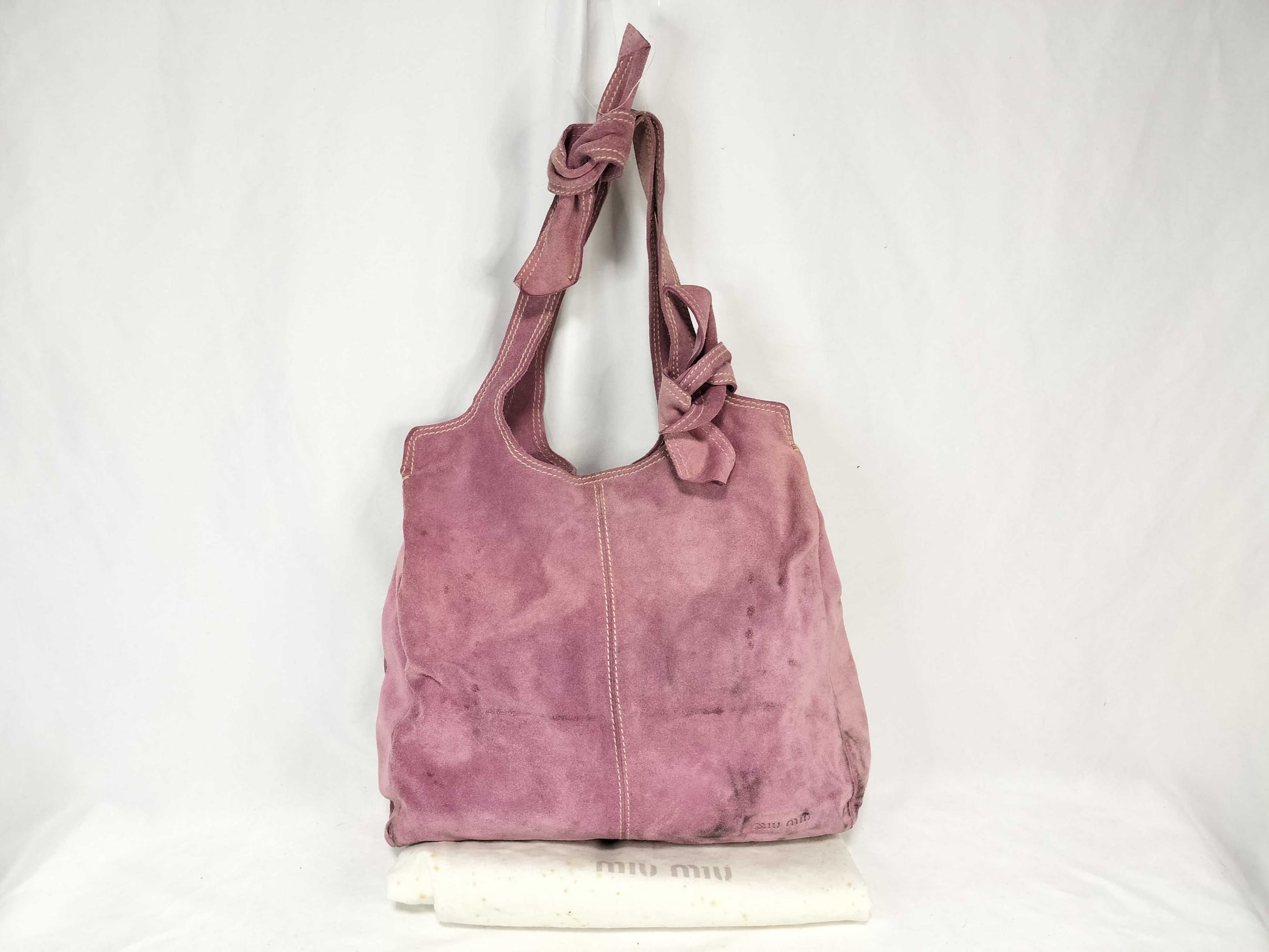 Miu Miu Miu Miu Miu Suede Leather Handbag Pink Tote Bag