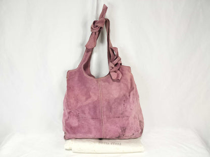 Miu Miu Miu Miu Miu Suede Leather Handbag Pink Tote Bag