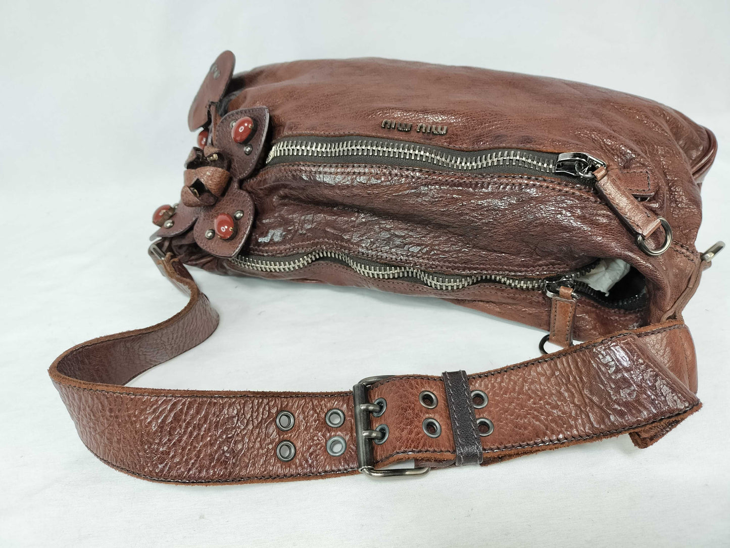 Miu Miu Miu Miu Flower Motif Leather Handbag Shoulder Bag