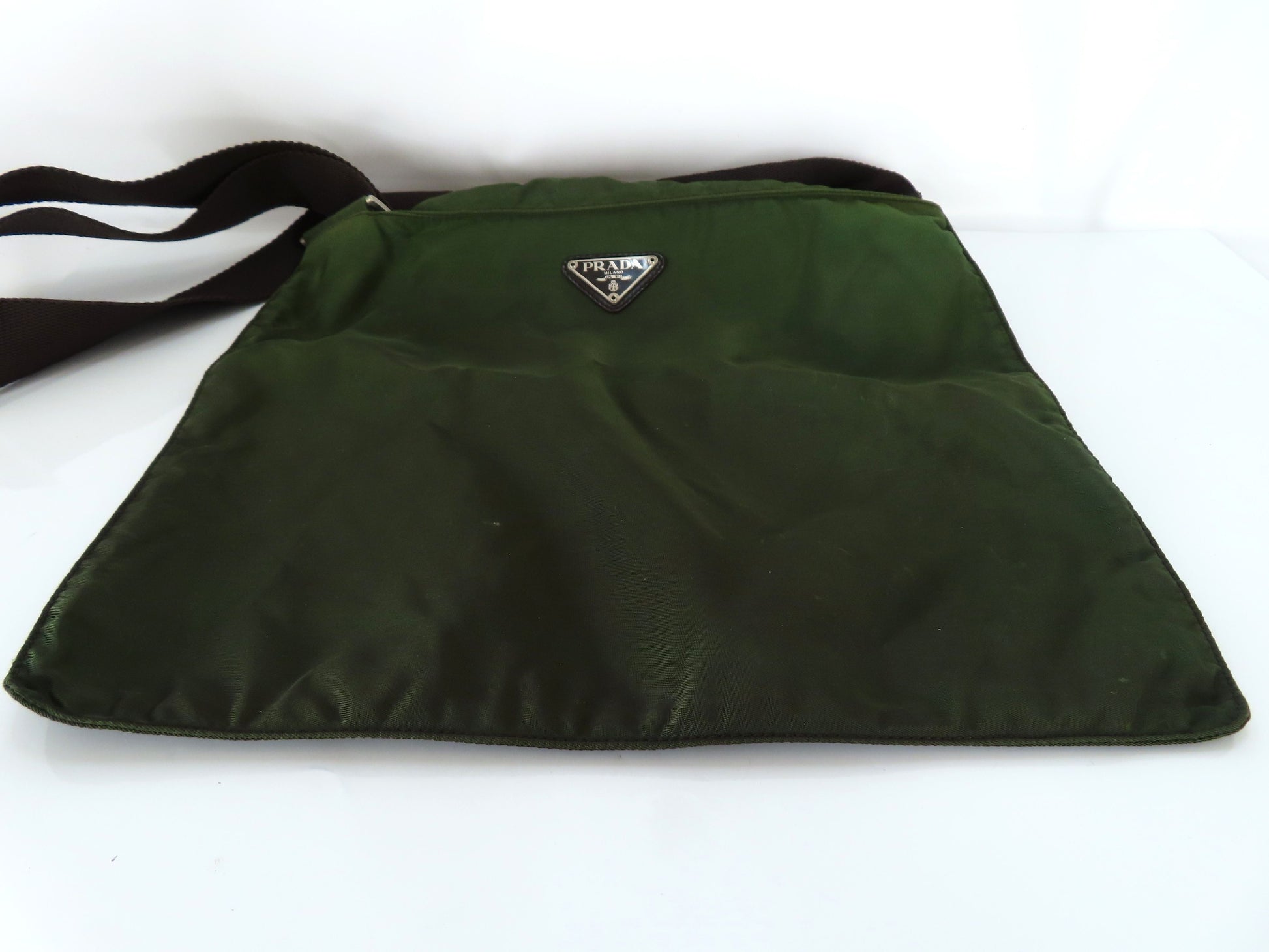 PRADA Nylon Prada Plate Triangle Shoulder Bag