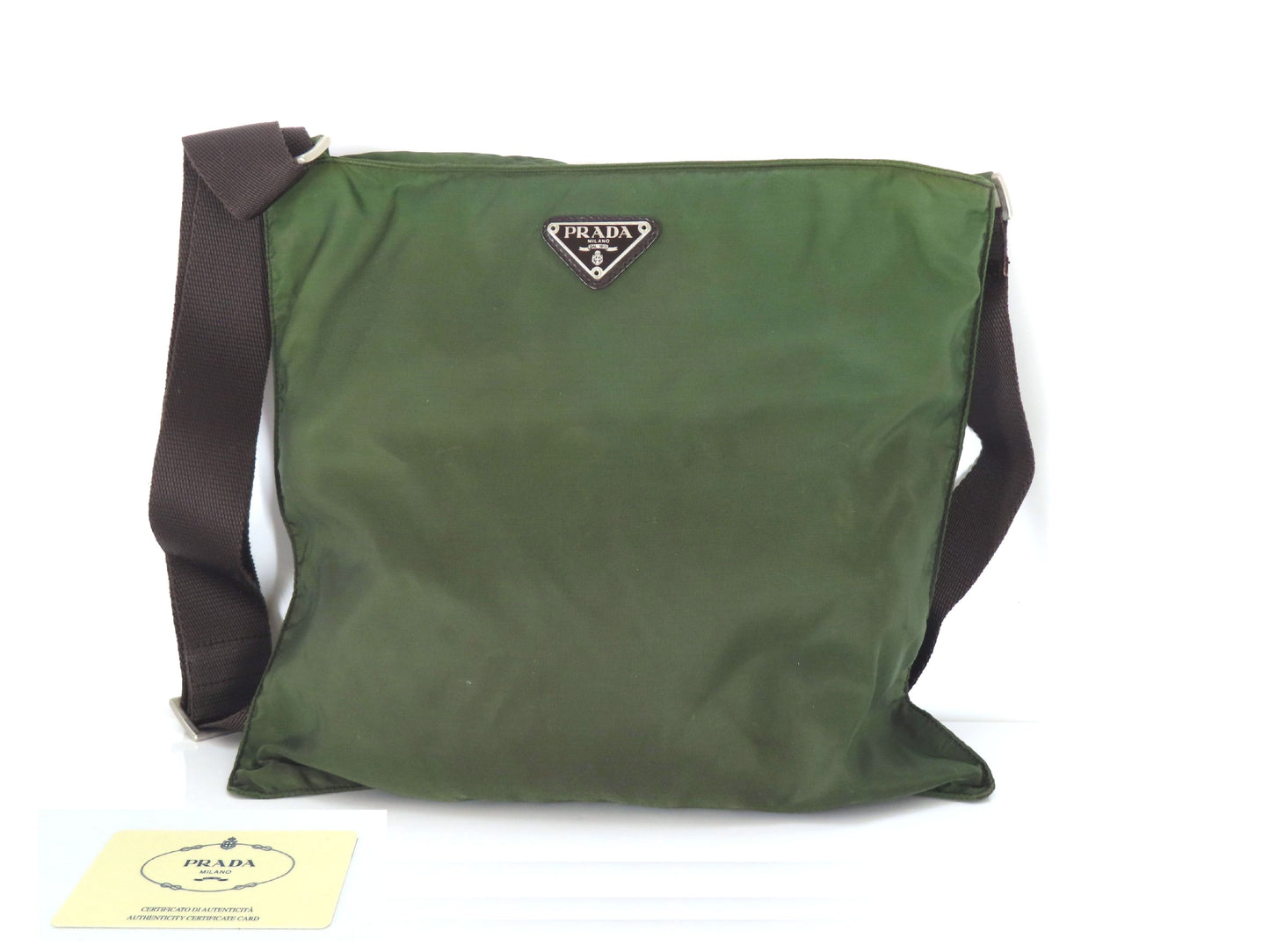 PRADA Nylon Prada Plate Triangle Shoulder Bag