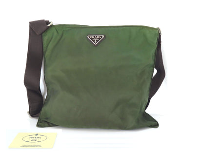 PRADA Nylon Prada Plate Triangle Shoulder Bag