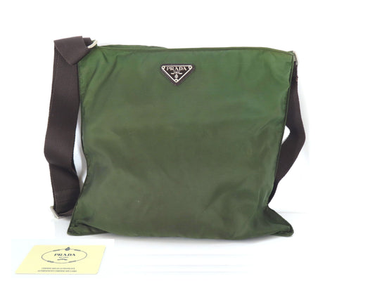 PRADA Nylon Prada Plate Triangle Shoulder Bag