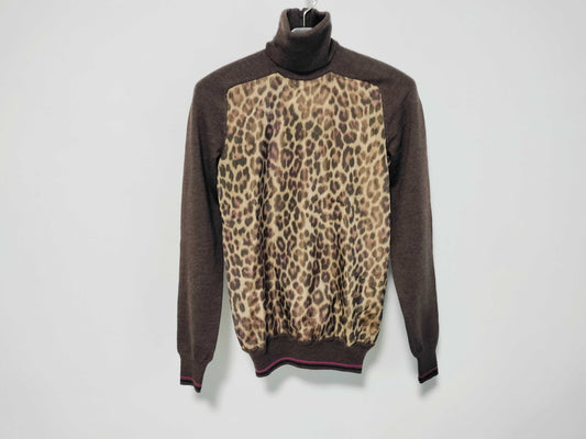 HERMES HERMES Gaultier-era Twill Leopard Print Sweater Top