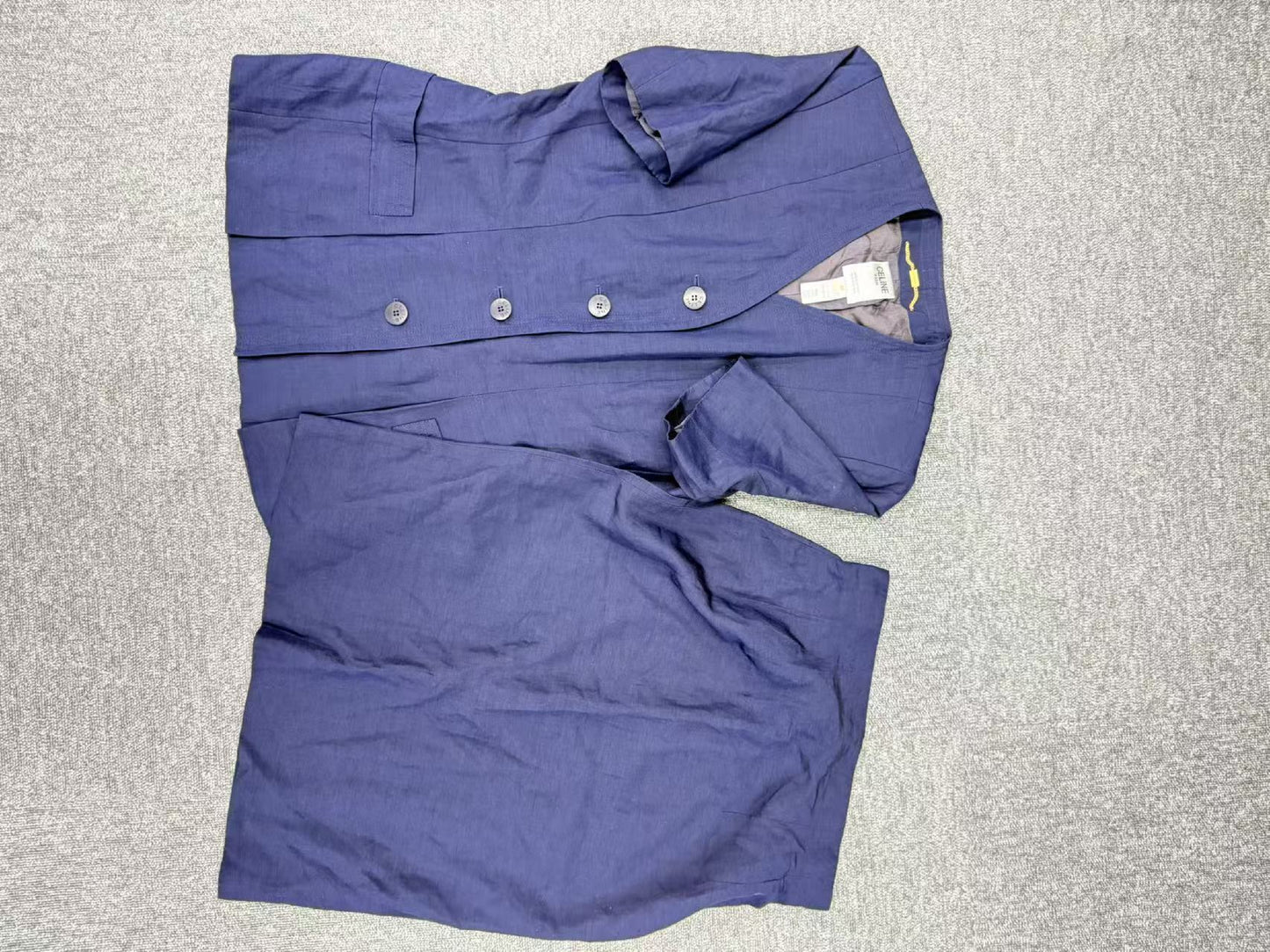 CELINE CELINE PARIS Made in France Short Sleeve Jacket and Skirt Suit Set, Navy, Size 40 Other Apparel