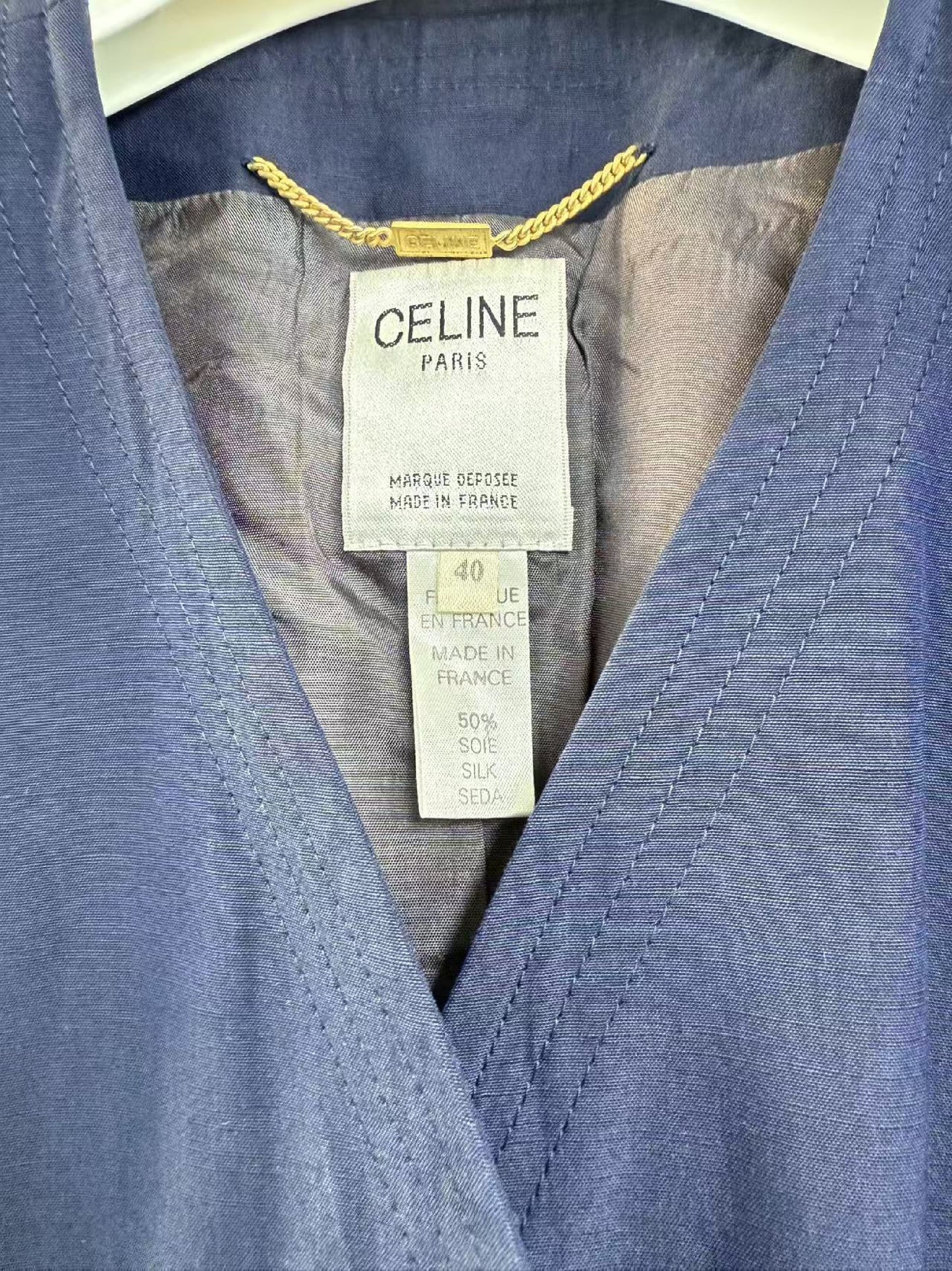 CELINE CELINE PARIS Made in France Short Sleeve Jacket and Skirt Suit Set, Navy, Size 40 Other Apparel