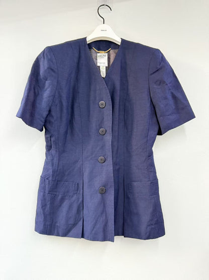 CELINE CELINE PARIS Made in France Short Sleeve Jacket and Skirt Suit Set, Navy, Size 40 Other Apparel