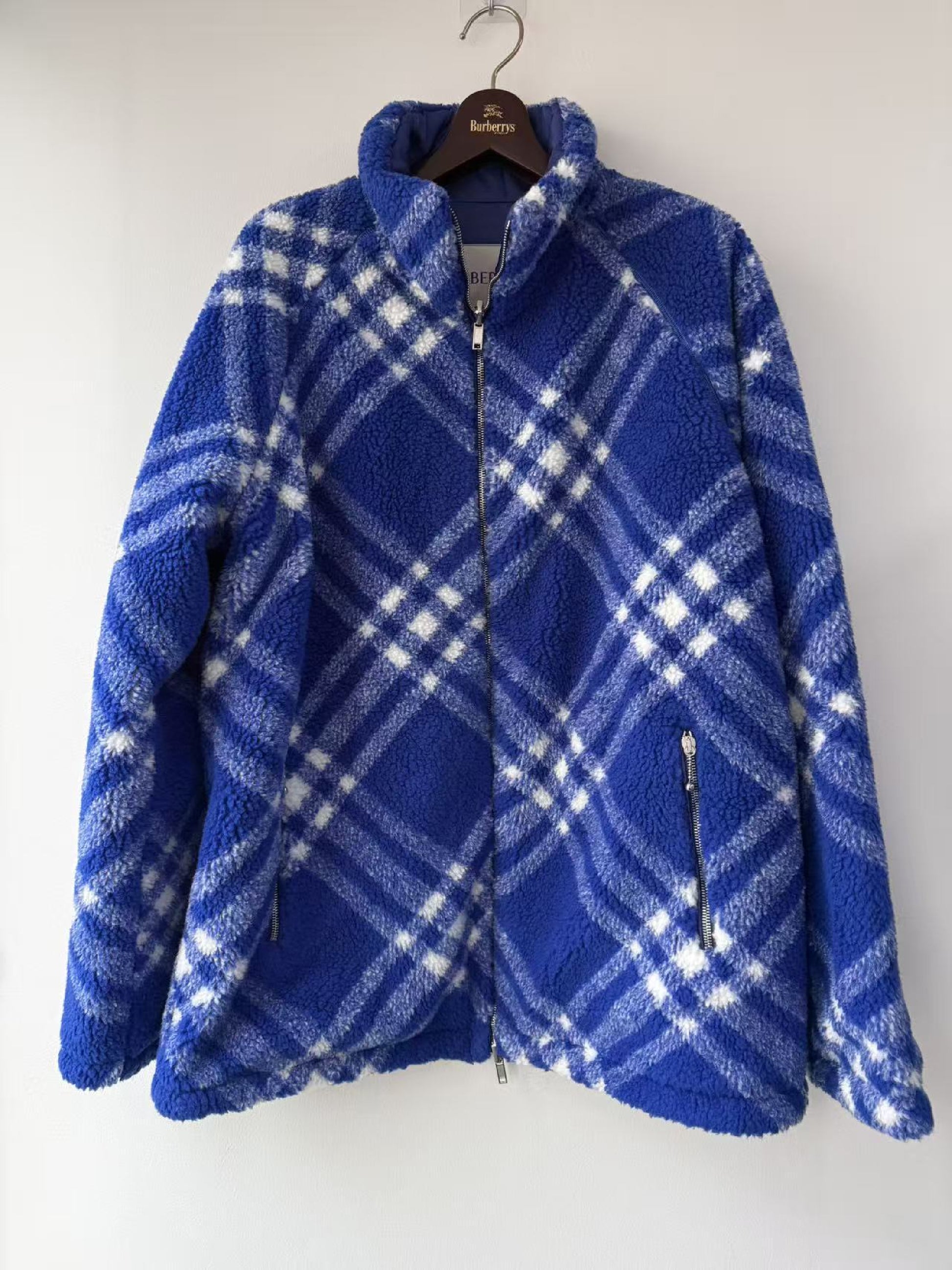 BURBERRY Double-Sided Checked Fleece Jacket 8078777 Size 50 Coat