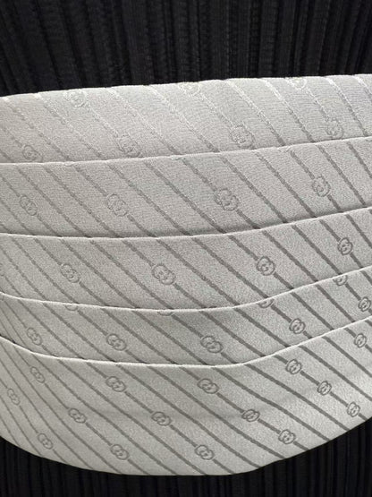 GUCCI Sash Belt with Web and GG Pattern, 100% Silk, Gray, Tag Included, Excellent Condition, Size M, Other Apparel