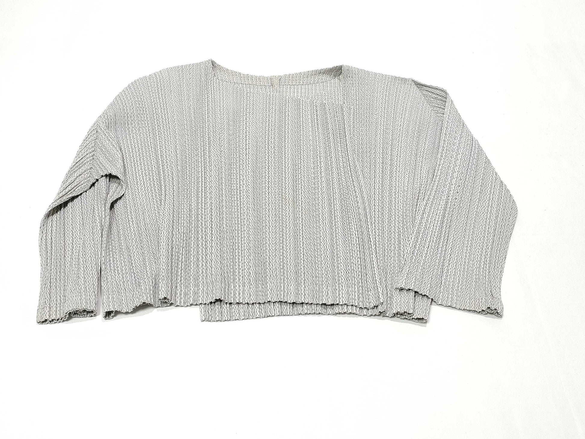 PLEATS PLEASE Issey Miyake Ribbed Pleated Cardigan, Gray, PP63-J0542