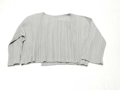 PLEATS PLEASE Issey Miyake Ribbed Pleated Cardigan, Gray, PP63-J0542