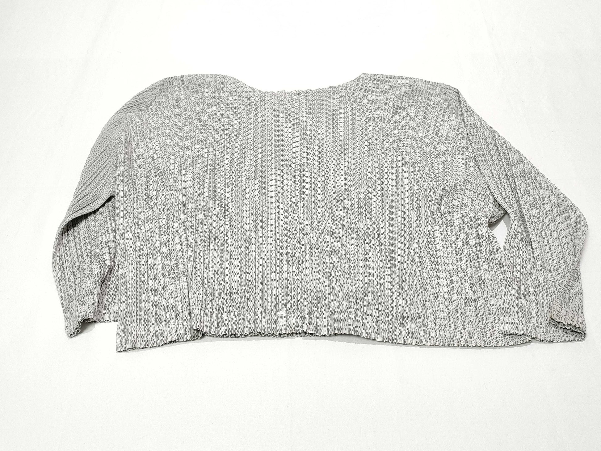 PLEATS PLEASE Issey Miyake Ribbed Pleated Cardigan, Gray, PP63-J0542