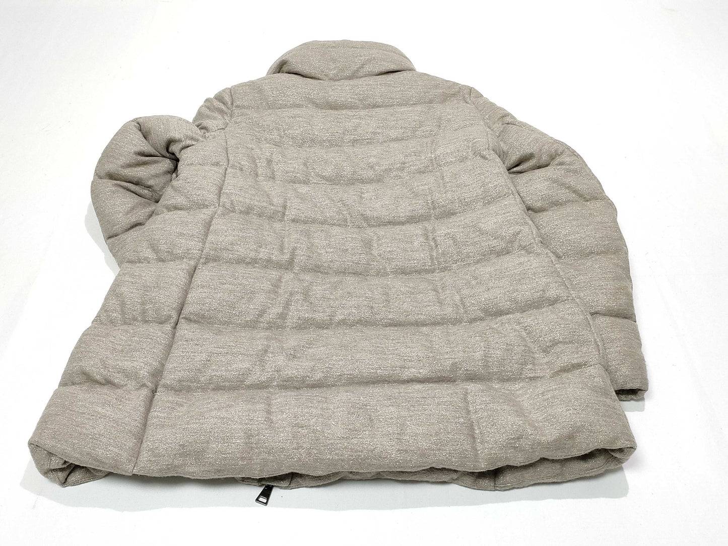 MONCLER 2020 TORCON Wool Down Jacket with Lamé Logo Plate, Beige, Size 2 