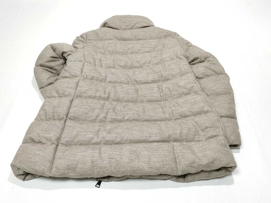 MONCLER 2020 TORCON Wool Down Jacket with Lamé Logo Plate, Beige, Size 2 