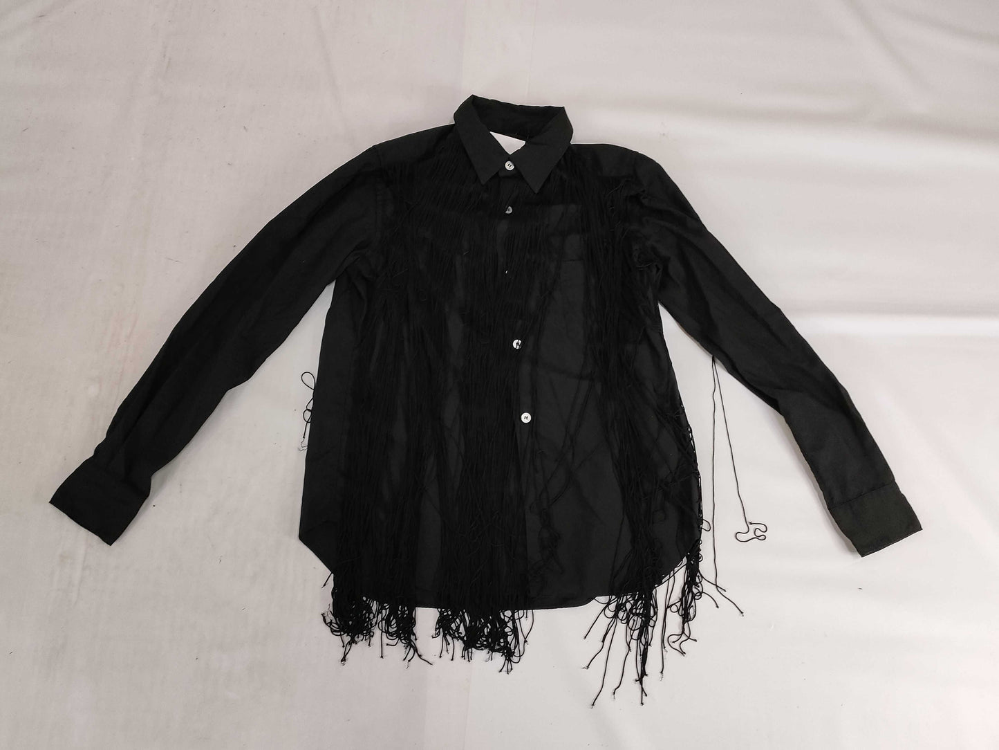 COMME des GARÇONS AD2021 Product Dyed Fringe Design L/S Shirt RI-B007 Black XS Shirt